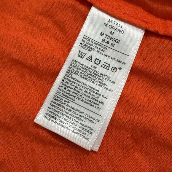 GAP Linen Blend Wrap Top Size Medium Tall Women’s Short Sleeve Blouse - Picture 6 of 6